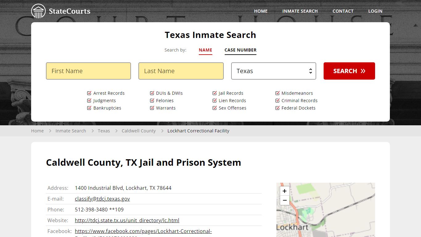 Lockhart Correctional Facility Inmate Records Search, Texas - StateCourts